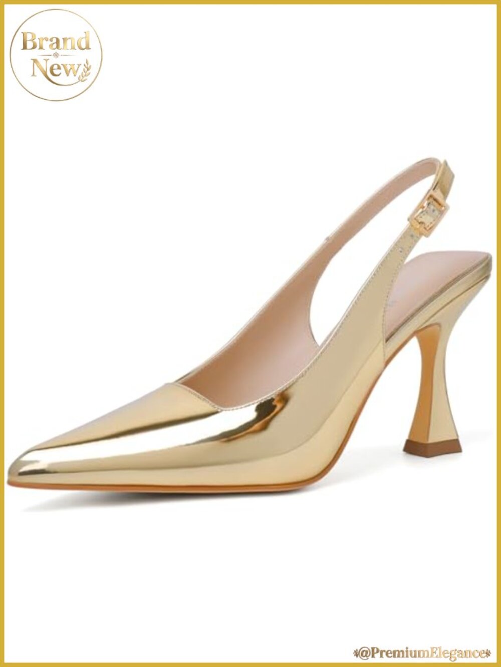 Elegant Slingback Kitten Heels Pointed Toe Chunky High Heels for Wedding